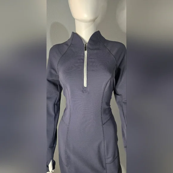 Elegant Navy Long-Sleeve Dress - Picture 5 of 11